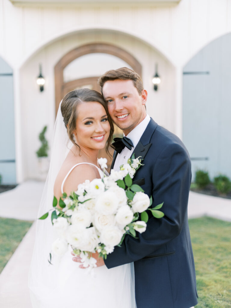 Bride & groom at wedding at The French Farmhouse Venue, photographed by Dallas Wedding Photographer, Bethany Erin Photography. 
