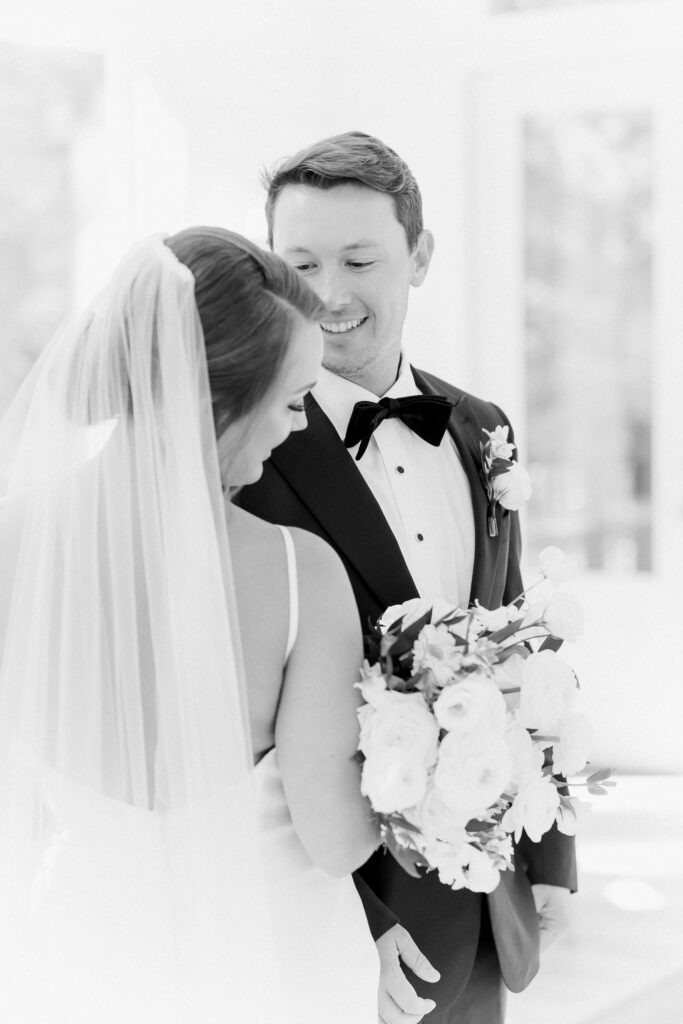 Bride & groom at the wedding chapel at The French Farmhouse Venue, photographed by Dallas Wedding Photographer, Bethany Erin Photography. 