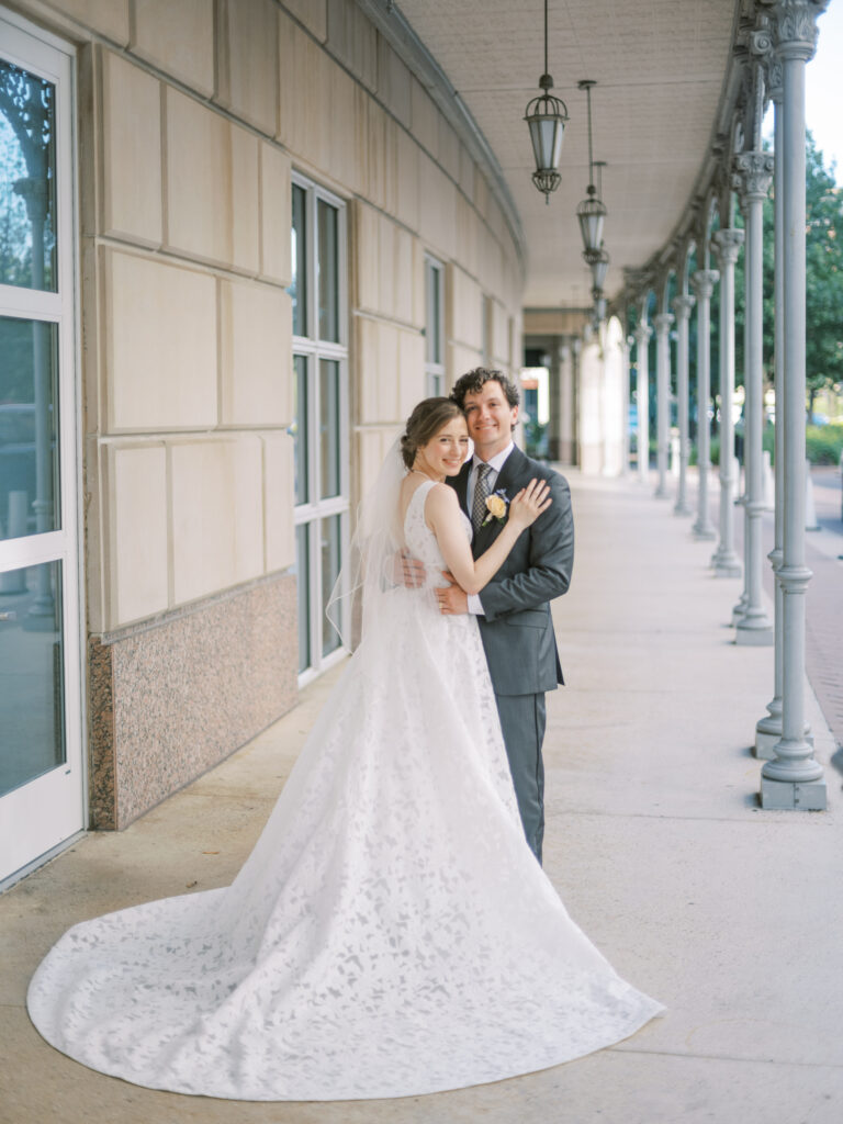 Bride & groom portrait at Hotel Crescent Court, photographed by Dallas Wedding Photographer, Bethany Erin Photography.
