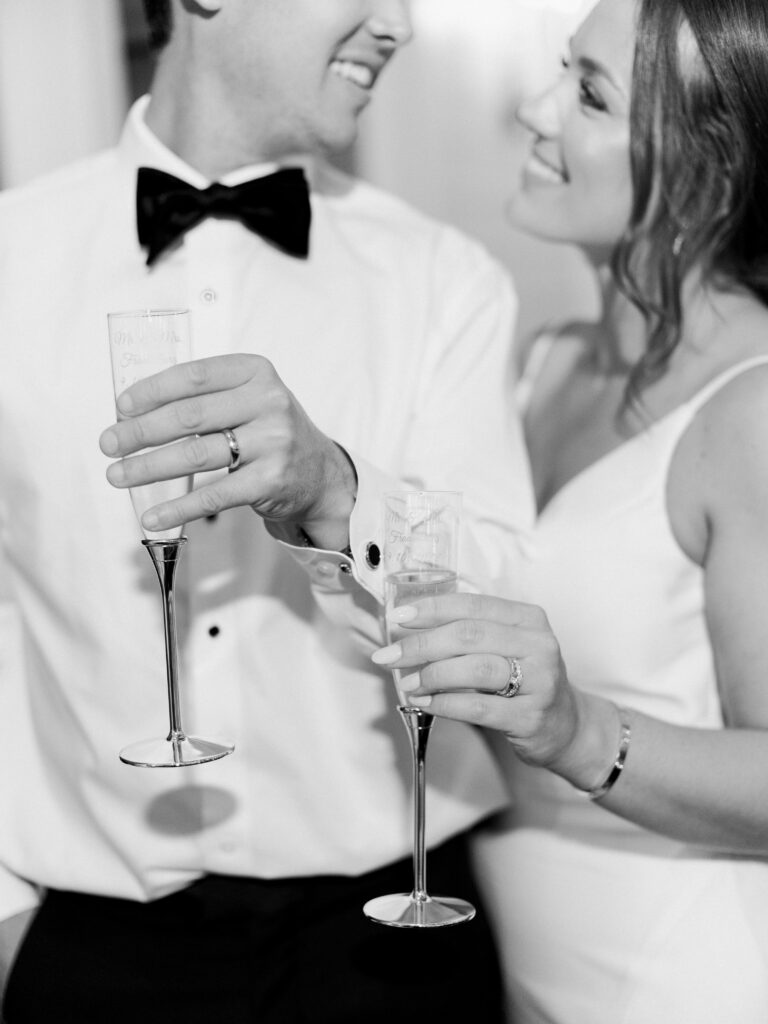 Bride and groom toast, photographed by Dallas Wedding Photographer, Bethany Erin Photography. 