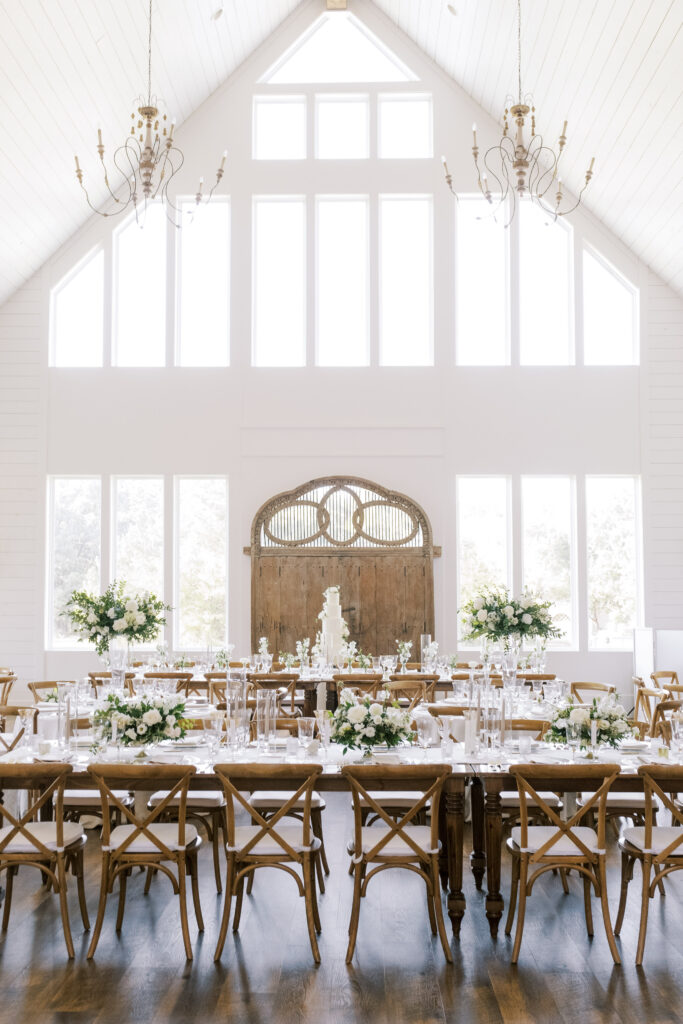 Reception decor at The French Farmhouse Venue, photographed by Dallas Wedding Photographer, Bethany Erin Photography. 