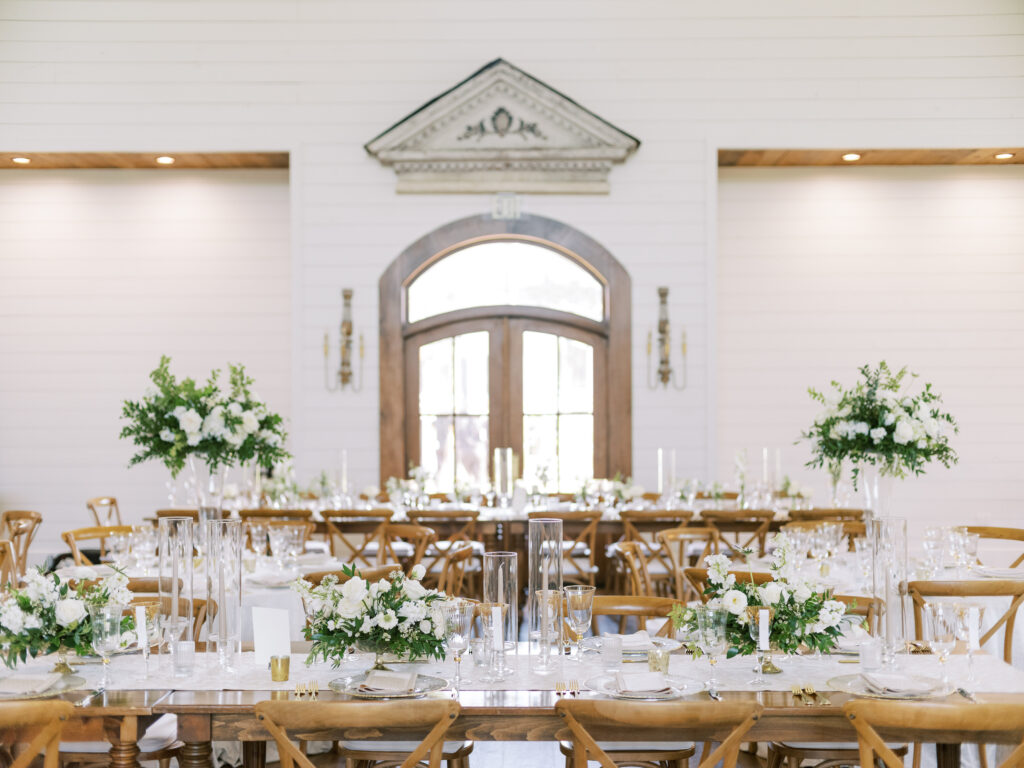 Reception decor at The French Farmhouse Venue, photographed by Dallas Wedding Photographer, Bethany Erin Photography. 