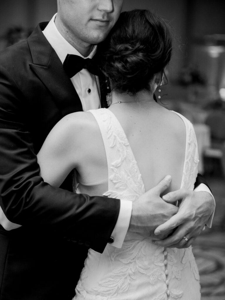 Bride and groom share a private last dance at The Adolphus Hotel, photographed by Dallas Wedding Photographer, Bethany Erin Photography.
