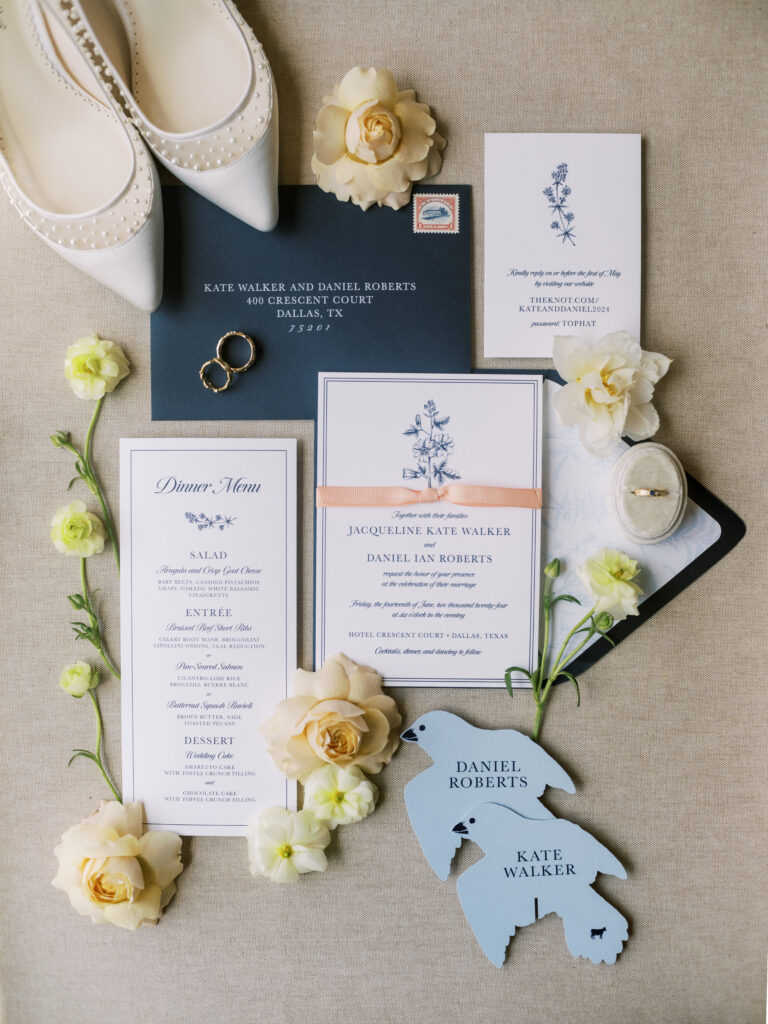 Wedding invitation suite at The Crescent Hotel, photographed by Dallas Wedding Photographer, Bethany Erin Photography.
