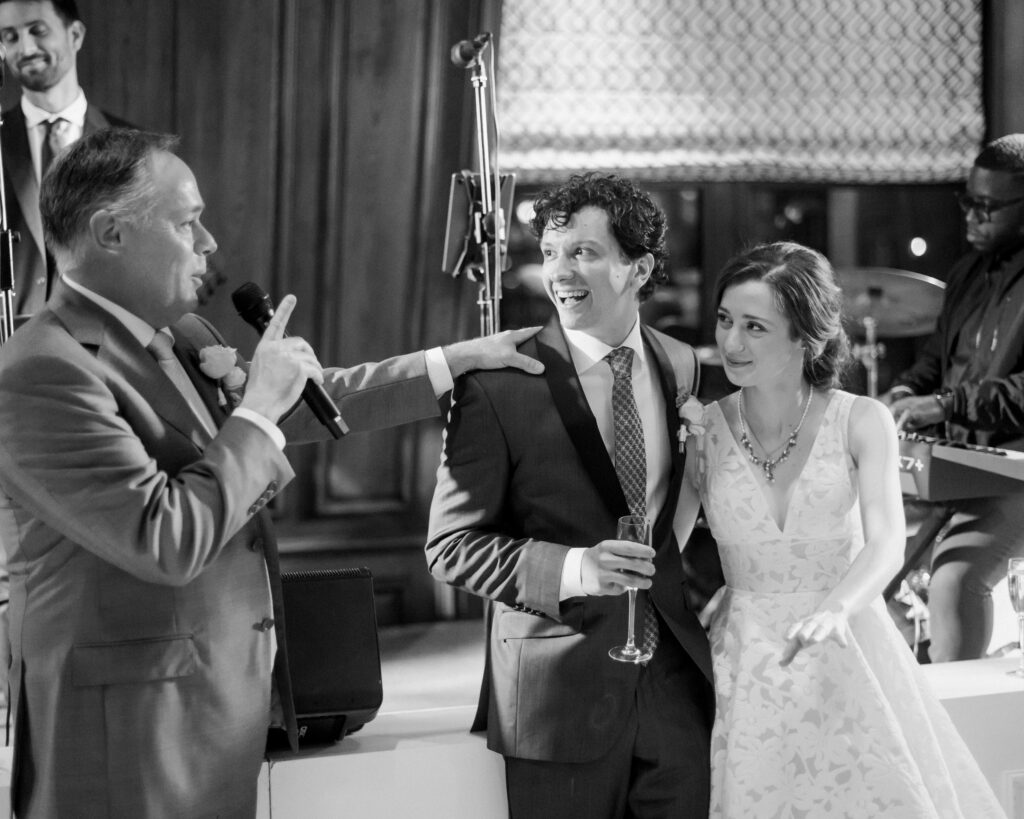 Wedding toast candid moment at Hotel Crescent Court, photographed by Dallas Wedding Photographer, Bethany Erin Photography.