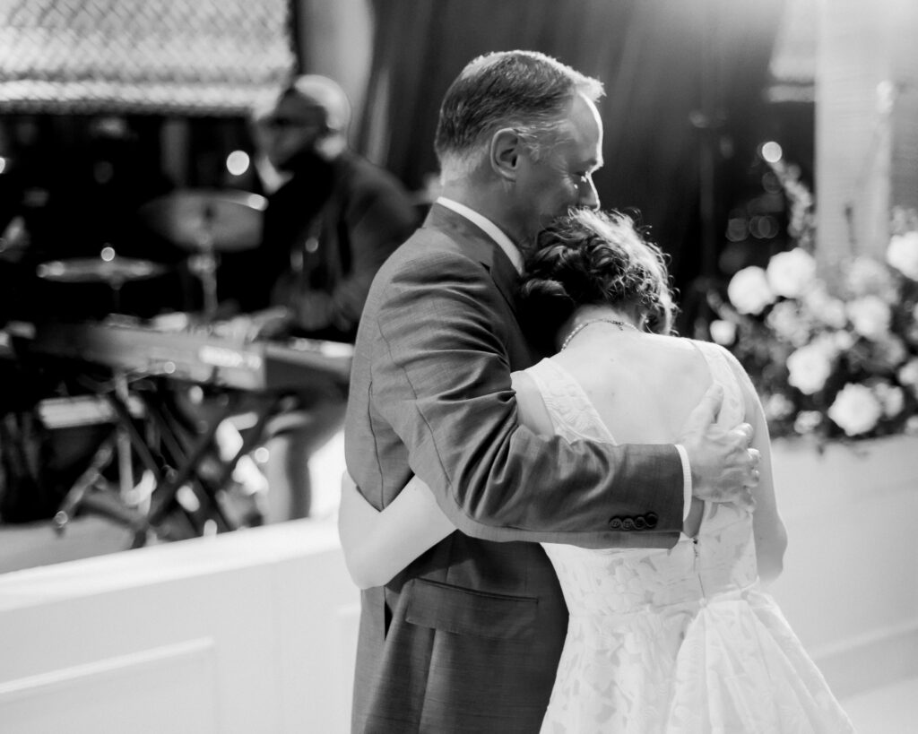 Bride & father embrace at Hotel Crescent Court, photographed by Dallas Wedding Photographer, Bethany Erin Photography.